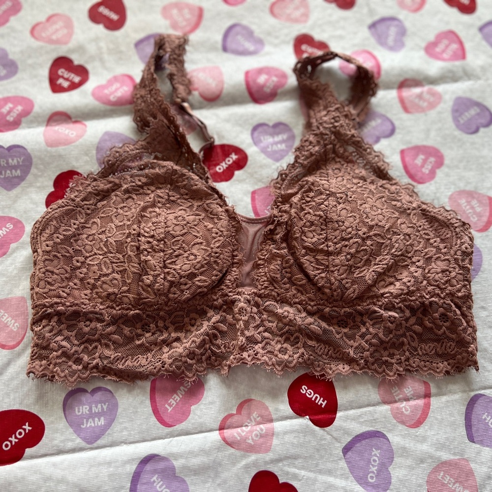 Aerie Lace Bralette in Warm Brown